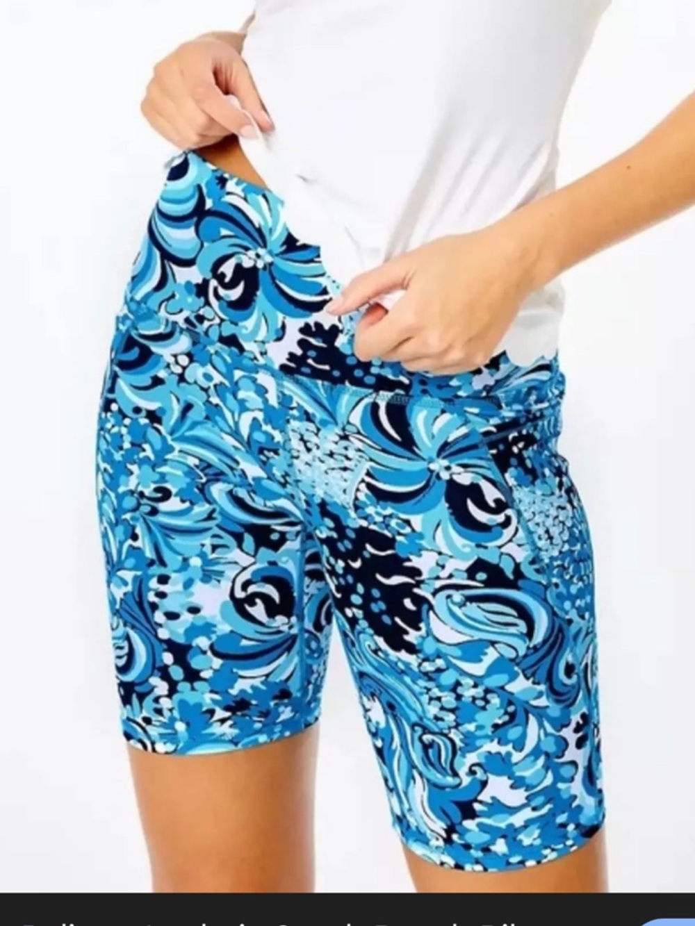 Lilly Pulitzer Mermazing Blue Pattern Bike Shorts